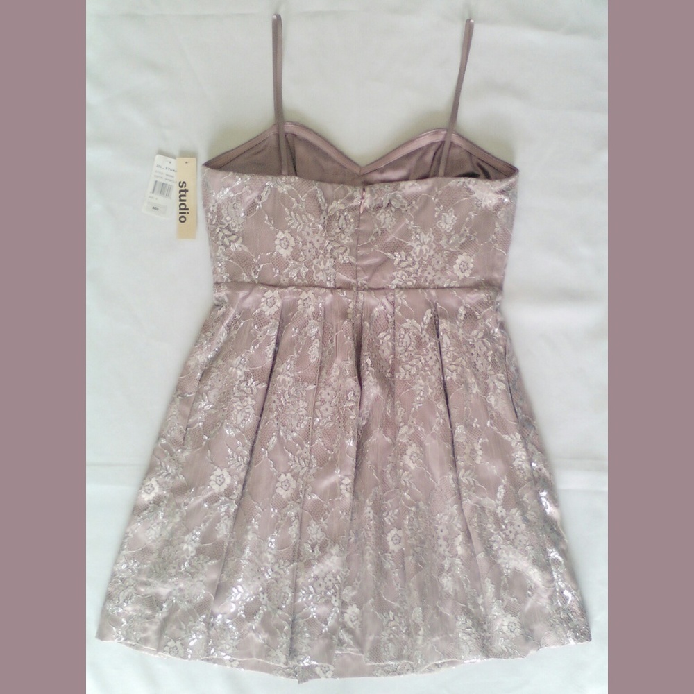~Metallic Mauve Lace Sweetheart Cocktail Sheath 8 Mini Dress Jill Stuart Studio - Picture 5 of 8